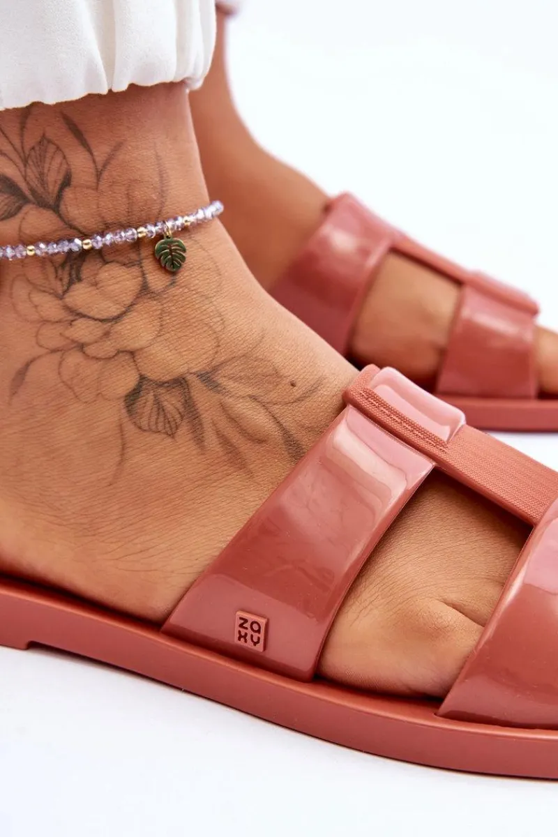 Klapki Damskie Klasyczne>ZAXY Modne Wegańskie Klapki JJ285262 Brudny Róż Różowy