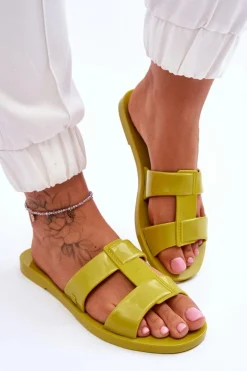 Klapki Damskie Klasyczne></noscript>ZAXY Modne Wegańskie Klapki JJ285261 Zielone Zielony