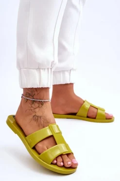 Klapki Damskie Klasyczne></noscript>ZAXY Modne Wegańskie Klapki JJ285261 Zielone Zielony