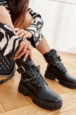 Botki Sznurowane|Czarne Botki><noscript><img width=