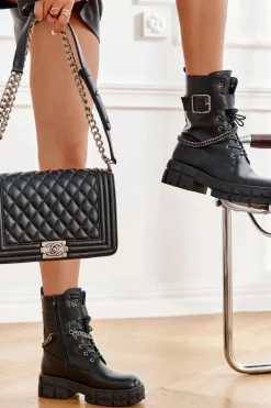 Botki Sznurowane|Czarne Botki><noscript><img width=