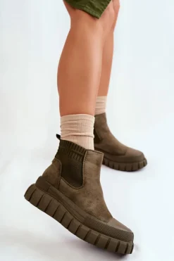 Brązowe I Beżowe Botki|Botki Płaskie><noscript><img width=