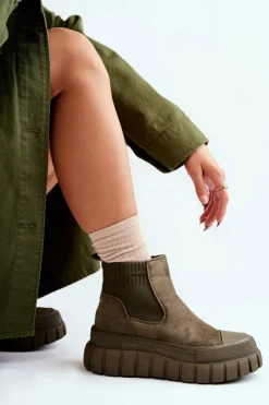 Brązowe I Beżowe Botki|Botki Płaskie><noscript><img width=