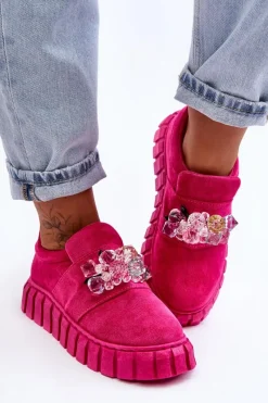 Sneakersy Damskie>Boto Modne Wsuwane Buty Sportowe Półbuty Z Ozdobą Fuksja Desire