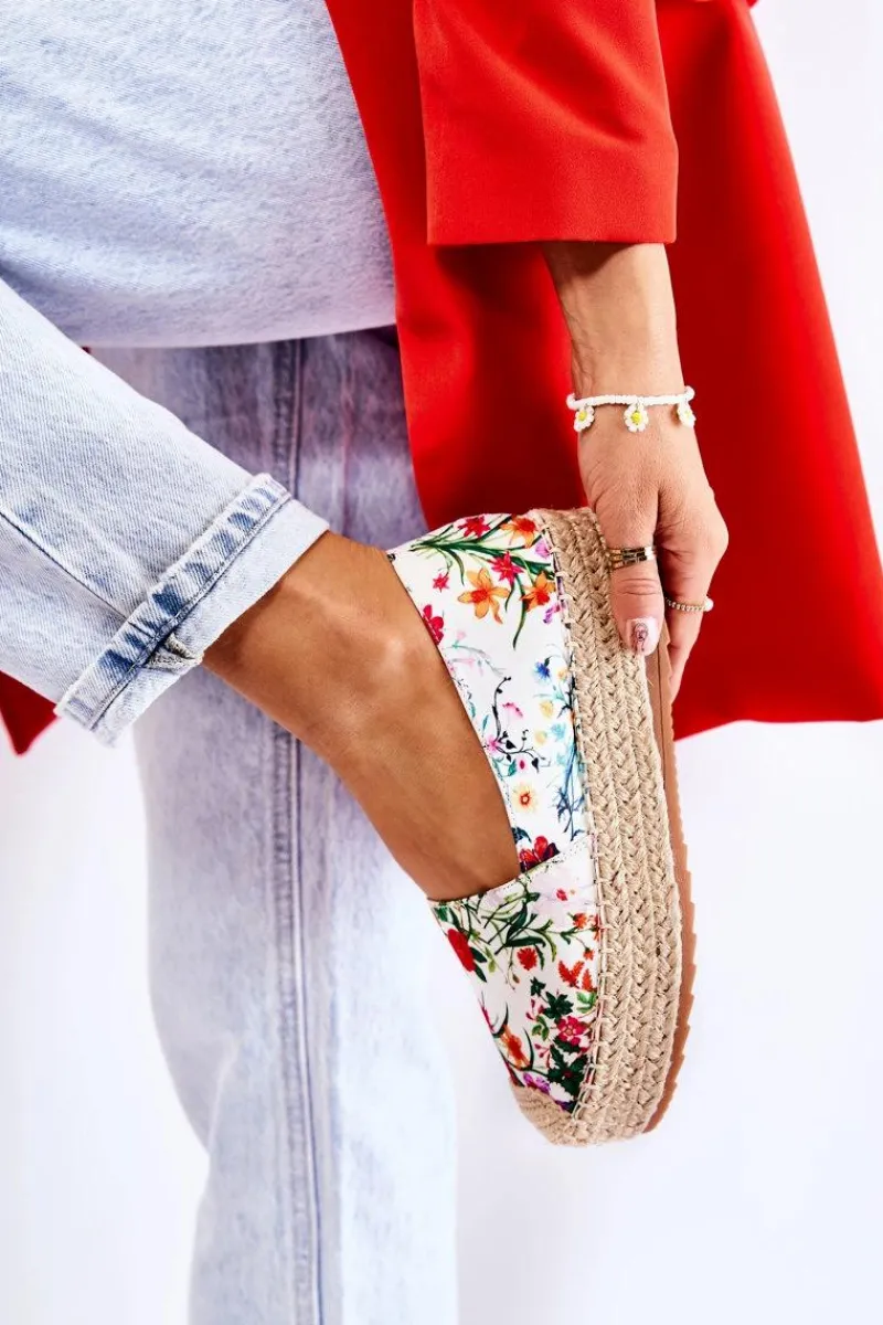 Czarne Espadryle>Boto Modne Wsuwane Espadryle W Kwiaty Białe Morice