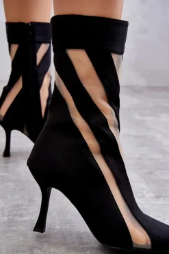 Sale Modne Wysokie Damskie Botki Na Szpilce Czarne Deyna Damskie Czarne Botki|Botki Na Obcasie