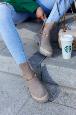 Boto Modne Zamszowe Botki Z Wycięciem Beżowe Lemar Forget Me Beżowy