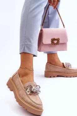 Mokasyny Damskie Zamszowe><noscript><img width=