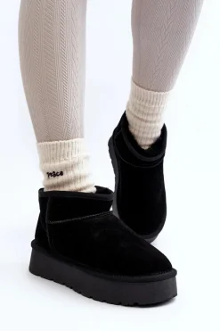 Best Modne Zamszowe Niskie Śniegowce Czarne Nucca Damskie Śniegowce Damskie