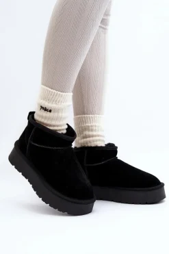 Best Modne Zamszowe Niskie Śniegowce Czarne Nucca Damskie Śniegowce Damskie