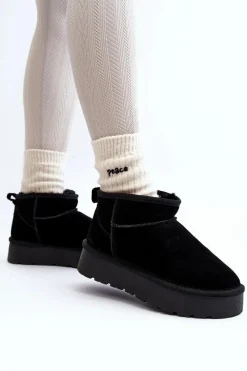 Best Modne Zamszowe Niskie Śniegowce Czarne Nucca Damskie Śniegowce Damskie