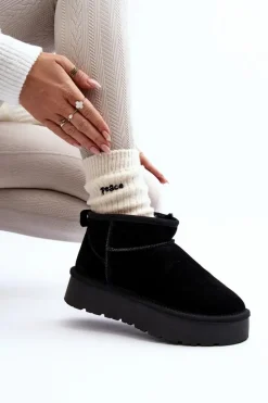 Best Modne Zamszowe Niskie Śniegowce Czarne Nucca Damskie Śniegowce Damskie