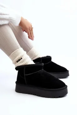 Best Modne Zamszowe Niskie Śniegowce Czarne Nucca Damskie Śniegowce Damskie