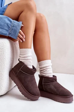 Śniegowce Damskie>Boto Modne Zamszowe Niskie Śniegowce Brązowe Nucca Brązowy