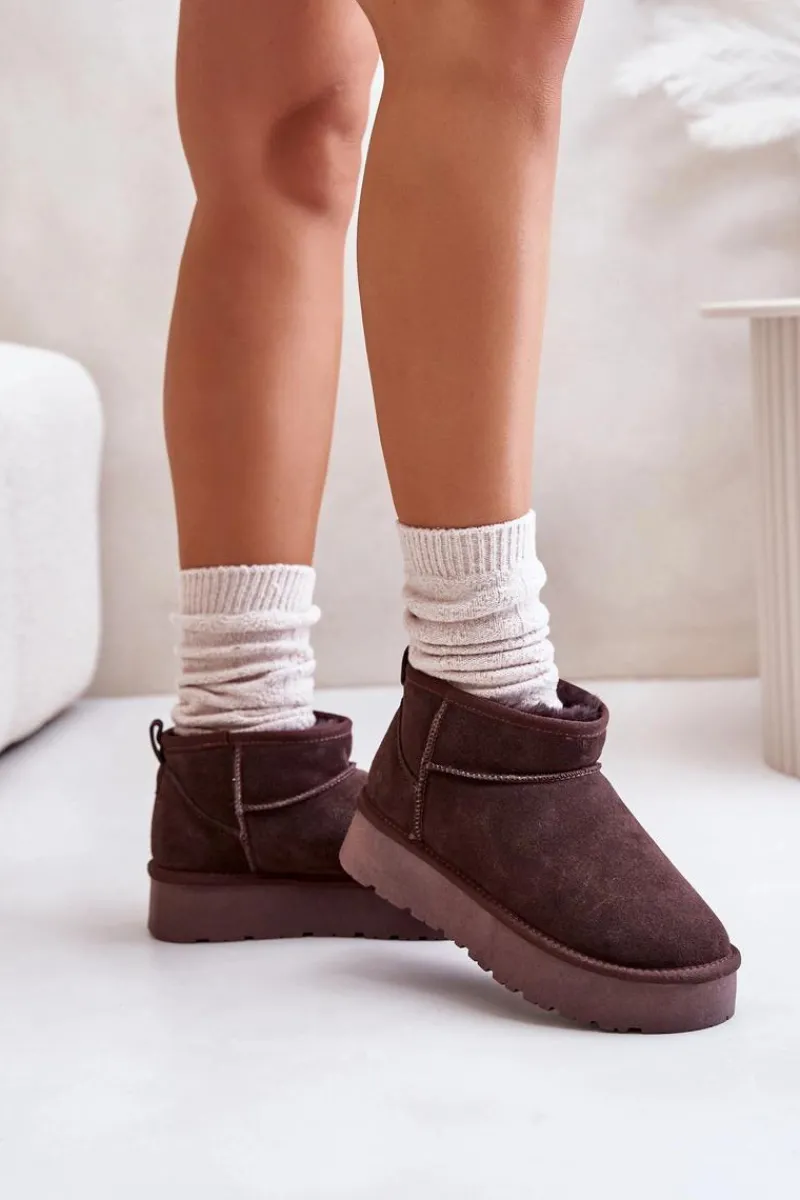 Śniegowce Damskie>Boto Modne Zamszowe Niskie Śniegowce Brązowe Nucca Brązowy