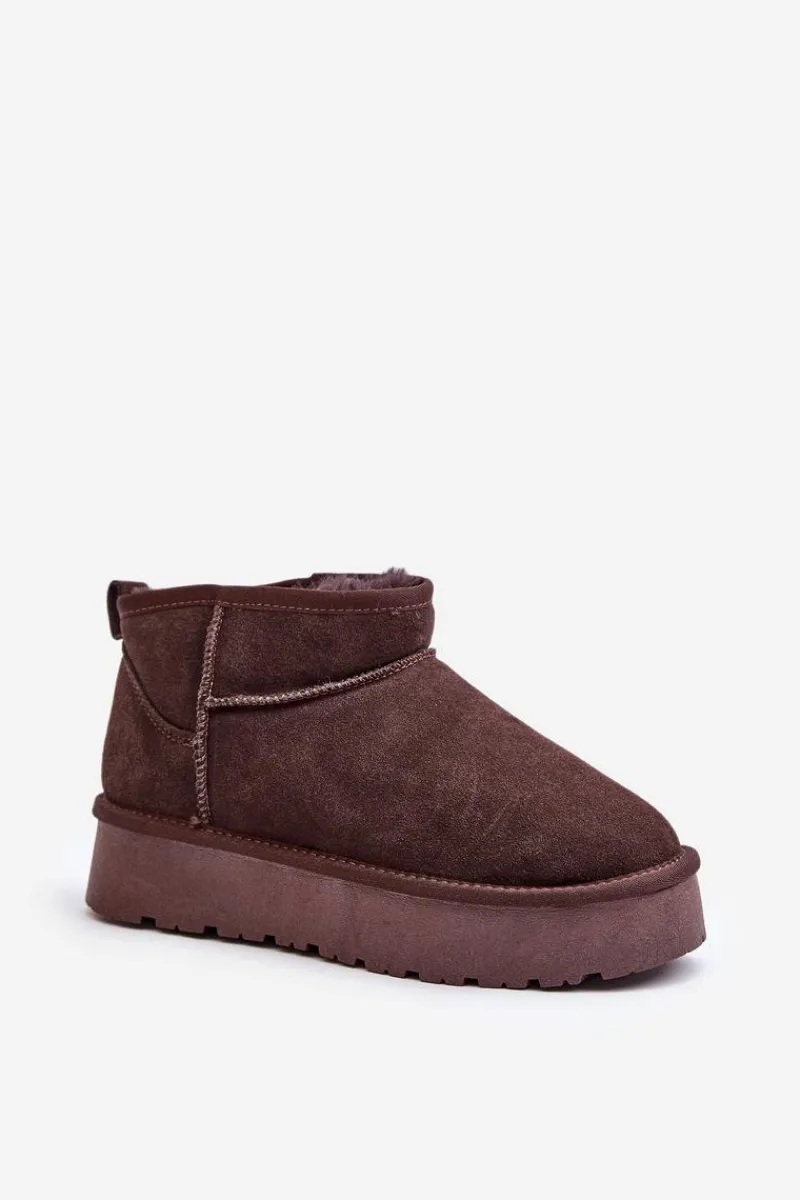 Śniegowce Damskie>Boto Modne Zamszowe Niskie Śniegowce Brązowe Nucca Brązowy
