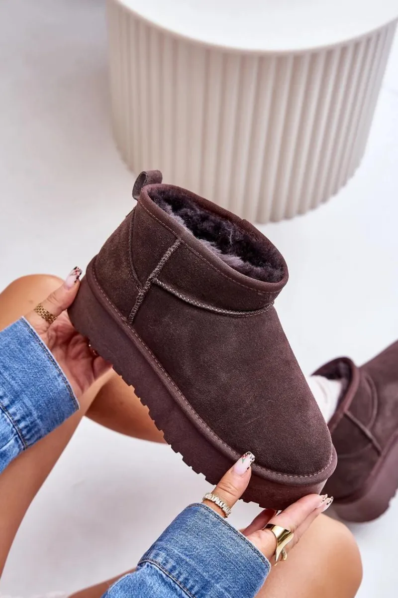 Śniegowce Damskie>Boto Modne Zamszowe Niskie Śniegowce Brązowe Nucca Brązowy