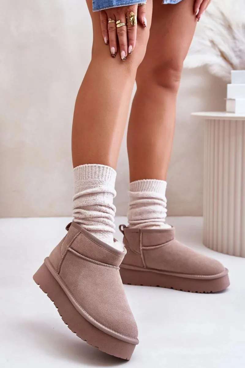 Śniegowce Damskie>Boto Modne Zamszowe Niskie Śniegowce Khaki Nucca Brązowy