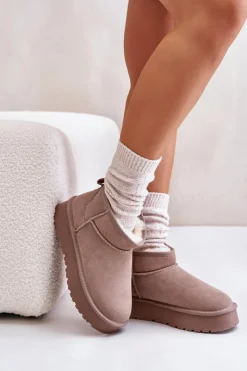 Śniegowce Damskie>Boto Modne Zamszowe Niskie Śniegowce Khaki Nucca Brązowy
