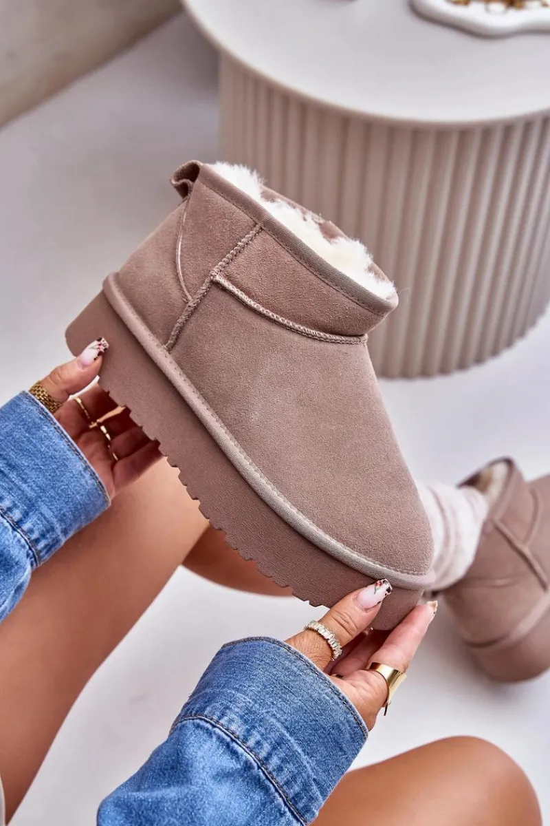 Śniegowce Damskie>Boto Modne Zamszowe Niskie Śniegowce Khaki Nucca Brązowy