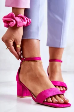 Buty damskie Vinceza Modne Zamszowe Sandały Na Słupku Fuksja Rovena