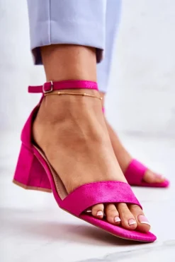 Buty damskie Vinceza Modne Zamszowe Sandały Na Słupku Fuksja Rovena