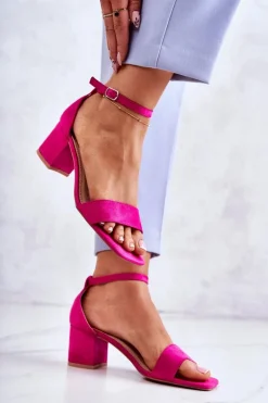 Buty damskie Vinceza Modne Zamszowe Sandały Na Słupku Fuksja Rovena