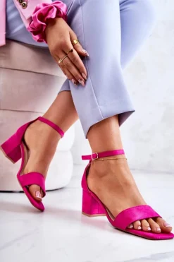 Buty damskie Vinceza Modne Zamszowe Sandały Na Słupku Fuksja Rovena