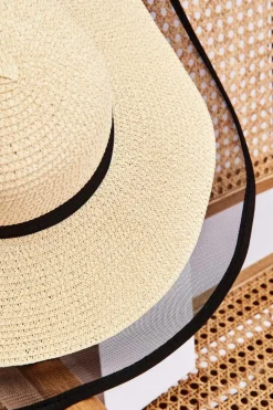 New Modny Damski Kapelusz Z Siateczką Jasnobeżowy Okrycia Głowy