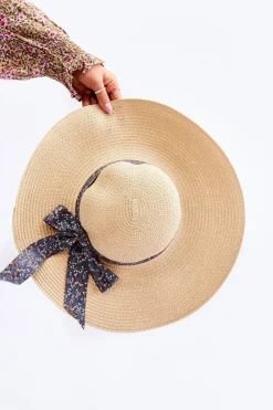 Okrycia Głowy>Boto Modny Kapelusz Z Materiałową Kokardą Jasnobeżowy