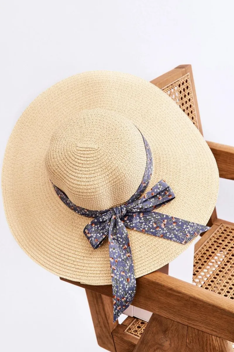 Okrycia Głowy>Boto Modny Kapelusz Z Materiałową Kokardą Jasnobeżowy