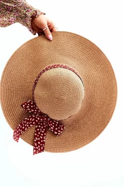 Clearance Boto Modny Kapelusz Z Materiałową Kokardą Beżowy