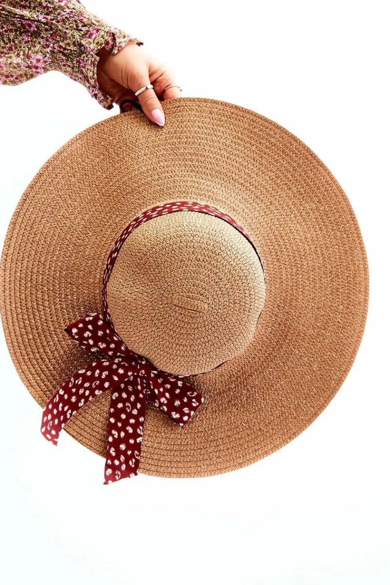 Clearance Boto Modny Kapelusz Z Materiałową Kokardą Beżowy