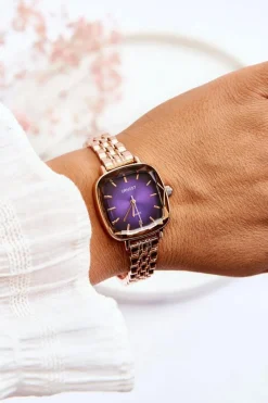 Sale Modny Zegarek Z Różową Tarczą Różowe Złoto Zegarki