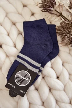 Best Młodzieżowe Bawełniane Skarpety Za Kostkę Granatowe Skarpetki|Skarpetki