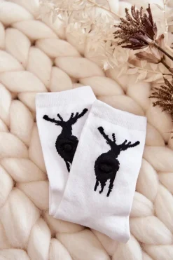 Clearance Just Play Młodzieżowe Bawełniane Skarpetki Czarny Jeleń Białe