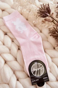 Discount Just Play Młodzieżowe Bawełniane Skarpetki Biały Królik Różowe