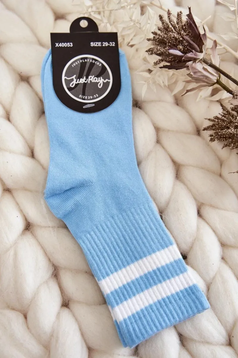 Just Play Młodzieżowe Bawełniane Sportowe Skarpetki Niebieskie
