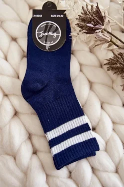 Best Just Play Młodzieżowe Bawełniane Sportowe Skarpetki Granatowe Niebieski