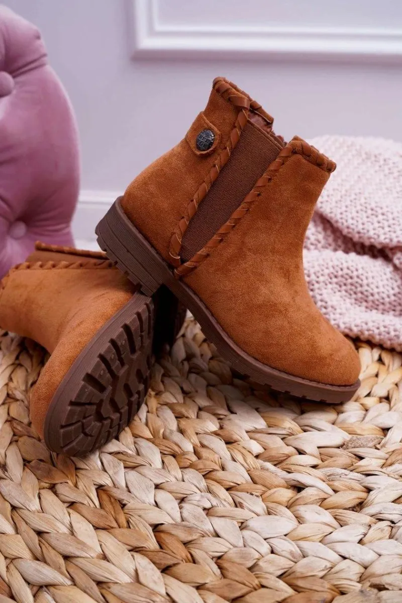 Discount Boto Młodzieżowe Botki Płaski Obcas Camel Sicarro