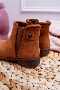 Discount Boto Młodzieżowe Botki Płaski Obcas Camel Sicarro
