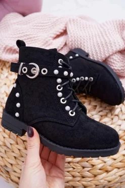 Dziewczęce>Boto Młodzieżowe Botki Perły Czarne Nargos