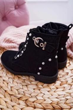 Dziewczęce>Boto Młodzieżowe Botki Perły Czarne Nargos