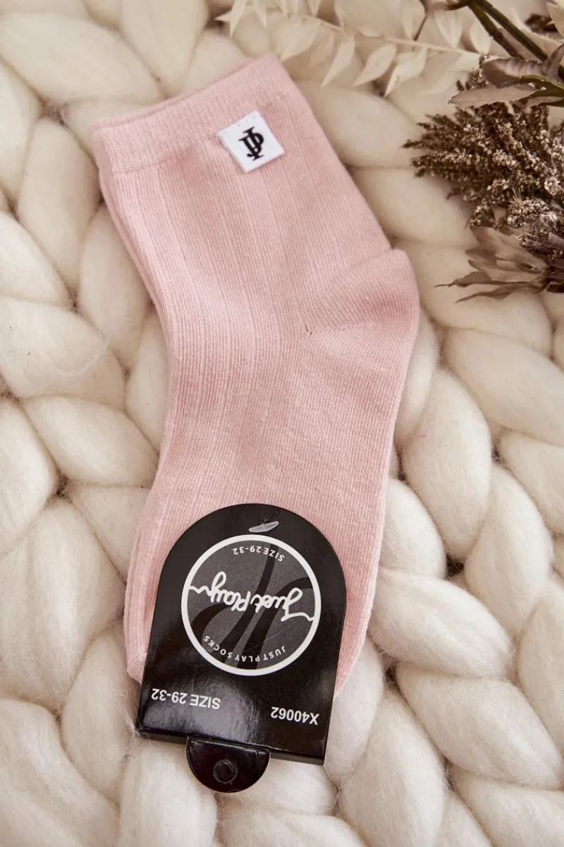 New Just Play Młodzieżowe Klasyczne Skarpety Prążek Różowe