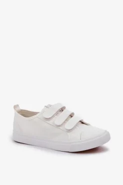 New Boto Młodzieżowe Niskie Trampki Na Rzep Białe Dilan Biały