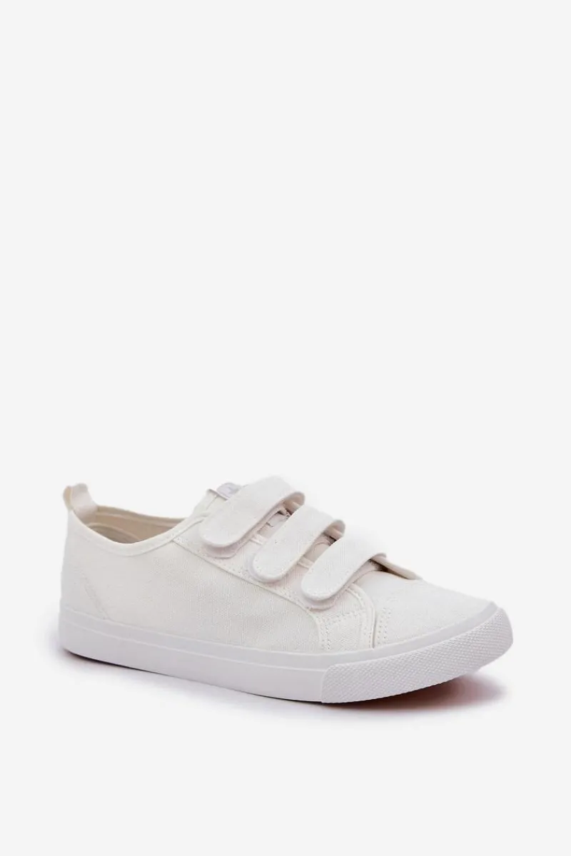 New Boto Młodzieżowe Niskie Trampki Na Rzep Białe Dilan Biały