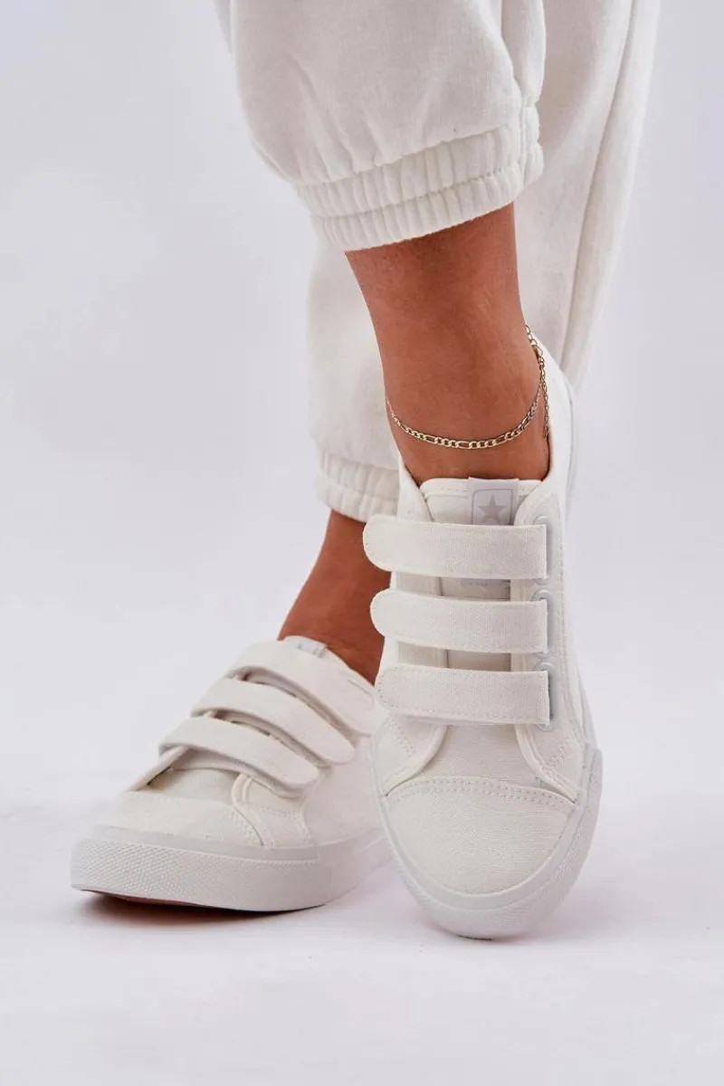 New Boto Młodzieżowe Niskie Trampki Na Rzep Białe Dilan Biały