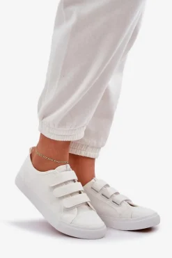 New Boto Młodzieżowe Niskie Trampki Na Rzep Białe Dilan Biały