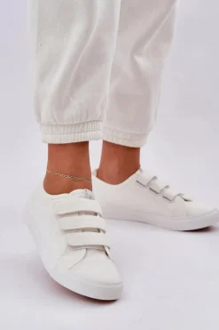 New Boto Młodzieżowe Niskie Trampki Na Rzep Białe Dilan Biały