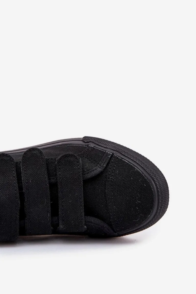 Chłopięce|Dziewczęce>Boto Młodzieżowe Niskie Trampki Na Rzep Czarne Dilan